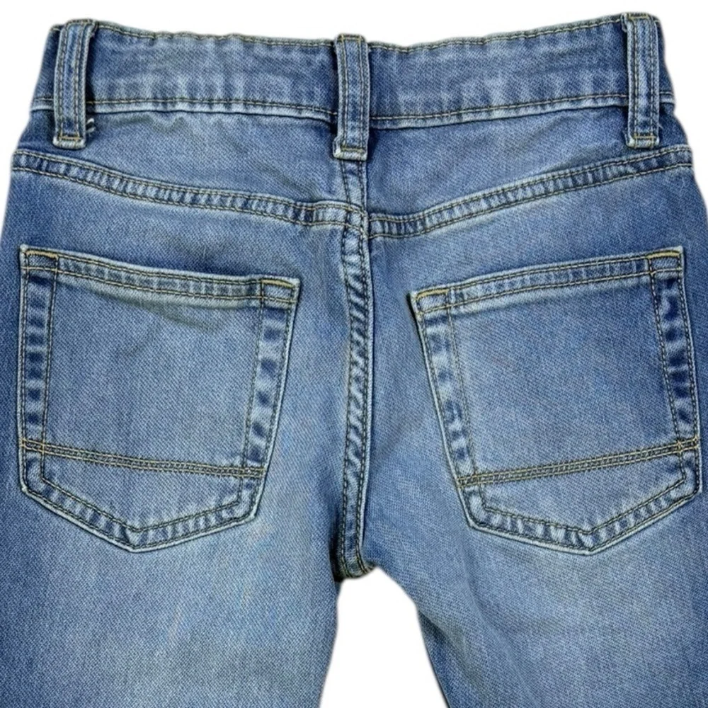 Cat & Jack Boys Blue Denim Adjustable Tabs Skinny Fit Stretch Jeans Size 6